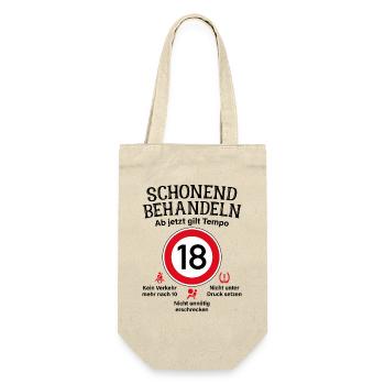 18. Geburtstag Schonend Behandeln 18 Tempolimit 18 - Geschenkbeutel für Flaschen - Natur - Vorne