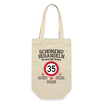 35. Geburtstag Schonend Behandeln 35 Tempolimit 35 - Geschenkbeutel für Flaschen - Natur - Vorne