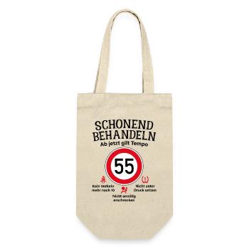55. Geburtstag Schonend Behandeln 55 Tempolimit 55 - Geschenkbeutel für Flaschen - Natur - Vorne