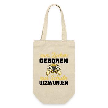 Zum Zocken Geboren Zur Schule Gezwungen Gaming - Geschenkbeutel für Flaschen - Natur - Vorne