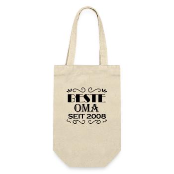 Beste Oma seit 2008 - Oma Geschenk - Geschenkbeutel für Flaschen - Natur - Vorne