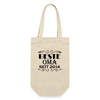 Beste Oma seit 2014 - Oma Geschenk - Geschenkbeutel für Flaschen - Natur - Vorne