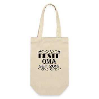 Beste Oma seit 2016 - Oma Geschenk - Geschenkbeutel für Flaschen - Natur - Vorne