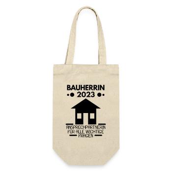 Bauherrin 2023 Hausbau Baustelle - Geschenkbeutel für Flaschen - Natur - Vorne