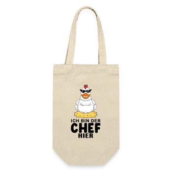 cooles Huhn Chef Spruch - Geschenkbeutel für Flaschen - Natur - Vorne