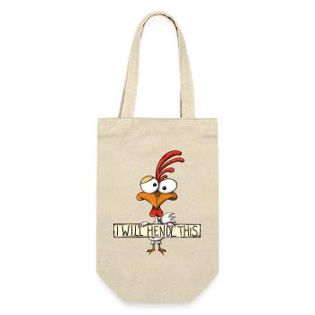 I will hendl this - Hahn, lustiger Spruch - Geschenkbeutel für Flaschen - Natur - Vorne