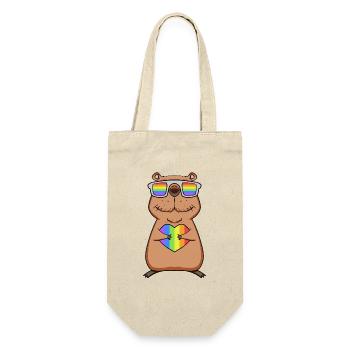Rainbow - Capybara with glasses and heart - Gift Bag for Bottles - nature - Front
