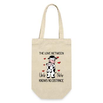 Onkel und Nichte Liebe Kuh Geschenk - Geschenkbeutel für Flaschen - Natur - Vorne