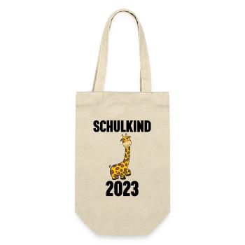Schuldkind Einschulung 2023 - Geschenkbeutel für Flaschen - Natur - Vorne