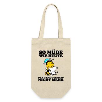 Müde Spruch lustig Schlafen Ausschlafen Faul - Geschenkbeutel für Flaschen - Natur - Vorne
