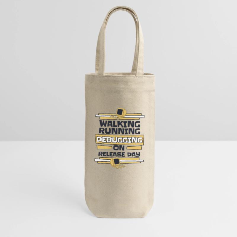 Walking Running Debugging Release Day Coder Geschenkbeutel für Flaschen