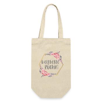 Weltbeste Köchin Kochen Küche Geschenk - Geschenkbeutel für Flaschen - Natur - Vorne