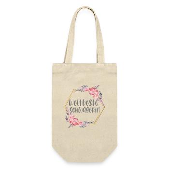 Weltbeste Schwägerin Familie Geschenk - Geschenkbeutel für Flaschen - Natur - Vorne