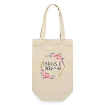 Weltbeste Hebamme Geburtshilfe Geburt Geschenk - Geschenkbeutel für Flaschen - Natur - Vorne