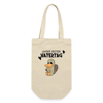 Vatertag - erster Vatertag Geschenk - Geschenkbeutel für Flaschen - Natur - Vorne