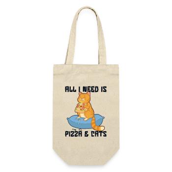 All I Need Is Pizza And Cats Pizzaofen Pizza - Geschenkbeutel für Flaschen - Natur - Vorne
