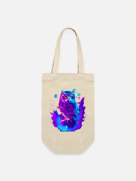 Eule Uhu Waldkauz Neon - Geschenkbeutel für Flaschen - Natur