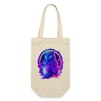 Mystisch leuchtende Eule Neon Synthwave - Geschenkbeutel für Flaschen - Natur - Vorne