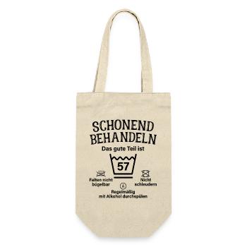 57. Geburtstag Schonend Behandeln 57 Teil Ist 57 - Geschenkbeutel für Flaschen - Natur - Vorne