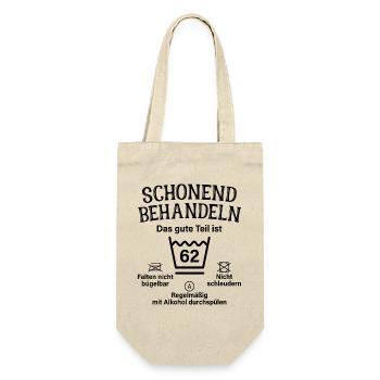 62. Geburtstag Schonend Behandeln 62 Teil Ist 62 - Geschenkbeutel für Flaschen - Natur - Vorne