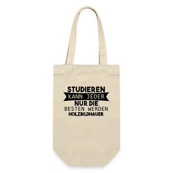 Holzbildhauer lustiger Spruch - Geschenkbeutel für Flaschen - Natur - Vorne