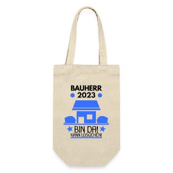 Bauherr 2023 Hausbau Baustelle - Geschenkbeutel für Flaschen - Natur - Vorne