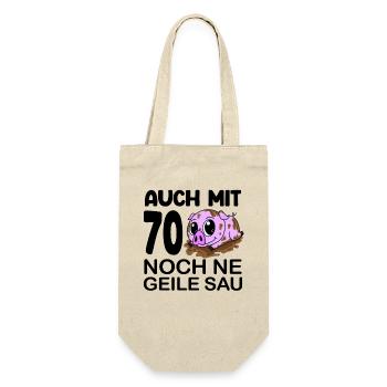 70 Jahre Geburtstag - Geschenkbeutel für Flaschen - Natur - Vorne