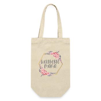 Weltbeste Mama Muttertag Mama Geschenk Geburtstag  - Geschenkbeutel für Flaschen - Natur - Vorne