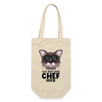 coole Katze - Burma Katze - Chef Spruch - Geschenkbeutel für Flaschen - Natur - Vorne