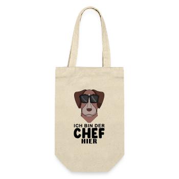 Cooler Hund Pointer Hund Chef Spruch - Geschenkbeutel für Flaschen - Natur - Vorne