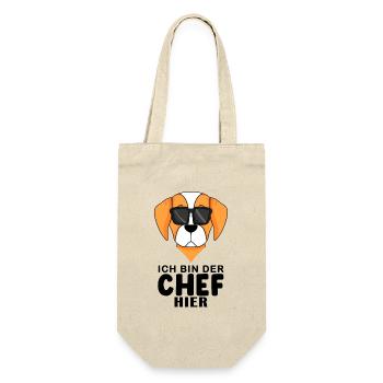 Cooler Hund Epagneul Breton Chef Spruch - Geschenkbeutel für Flaschen - Natur - Vorne