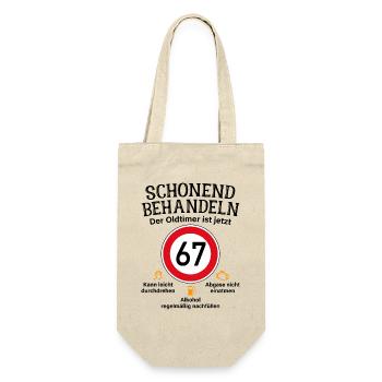 67. Geburtstag Schonend Behandeln Oldtimer Ist 67 - Geschenkbeutel für Flaschen - Natur - Vorne