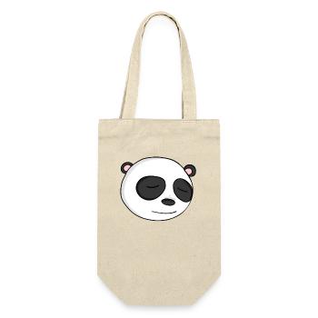 Panda Kopf - Geschenkbeutel für Flaschen - Natur - Vorne