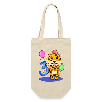 3 Birthday 3 years old with animal motif - Three - Gift Bag for Bottles - nature - Front