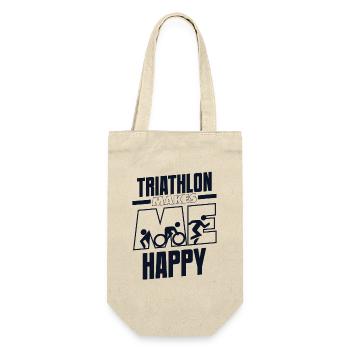 Triathlon Makes Me Happy Training Triathlonrad - Geschenkbeutel für Flaschen - Natur - Vorne