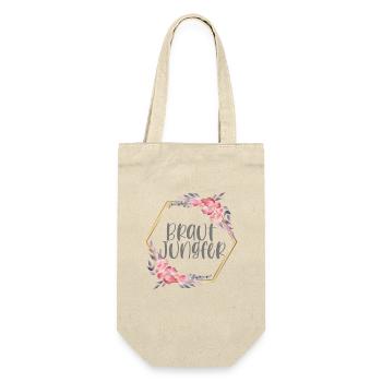 Brautjungfer Verlobung Boho Team Bride Geschenk - Geschenkbeutel für Flaschen - Natur - Vorne