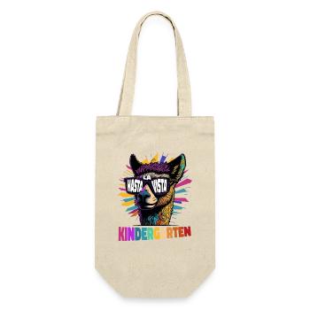 Hasta La Vista Einschulung 1.Klasse Lama Alpaka - Geschenkbeutel für Flaschen - Natur - Vorne