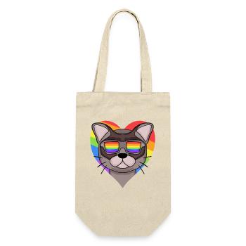Regenbogen - Katze Burma-Katze mit Brille und Herz - Geschenkbeutel für Flaschen - Natur - Vorne