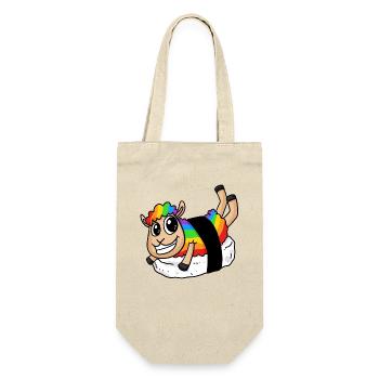 Regenbogen Sushi Schaf - Geschenkbeutel für Flaschen - Natur - Vorne
