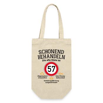 57. Geburtstag Schonend Behandeln 57 Alte Kiste 57 - Geschenkbeutel für Flaschen - Natur - Vorne