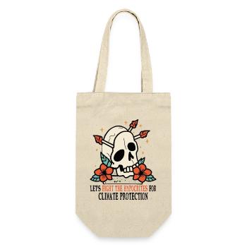 Totenkopf und Rosen für Umweltschutz Klimaschutz - Geschenkbeutel für Flaschen - Natur - Vorne