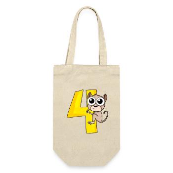 4 Geburtstag 4 Jahre alt mit Tier Motiv - vier - Geschenkbeutel für Flaschen - Natur - Vorne