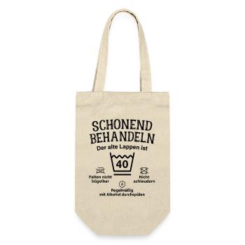 40. Geburtstag Schonend Behandeln Alte Lappen 40 - Geschenkbeutel für Flaschen - Natur - Vorne