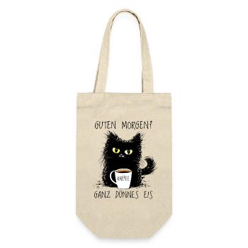 Guten Morgen? Ganz Dünnes Eis Lustige Katze Kaffee - Geschenkbeutel für Flaschen - Natur - Vorne