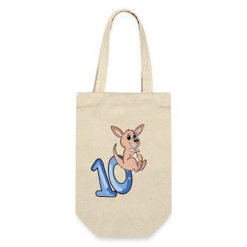 10th birthday motif kangaroo - ten years - Gift Bag for Bottles - nature - Front