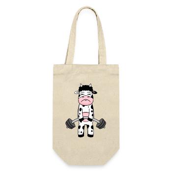 Kuh Fitness Motivation Gym Geschenk - Geschenkbeutel für Flaschen - Natur - Vorne