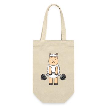 Bodybuilder Schaf Fitness Motivation Geschenk - Geschenkbeutel für Flaschen - Natur - Vorne