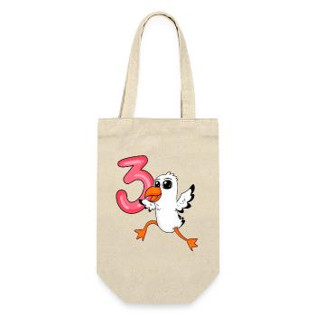 3. Geburtstag Motiv Möwe - drei Jahre - Geschenkbeutel für Flaschen - Natur - Vorne