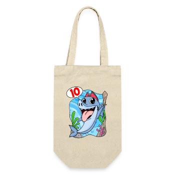 10th Birthday Motif Shark Pirate - Ten Years - Gift Bag for Bottles - nature - Front