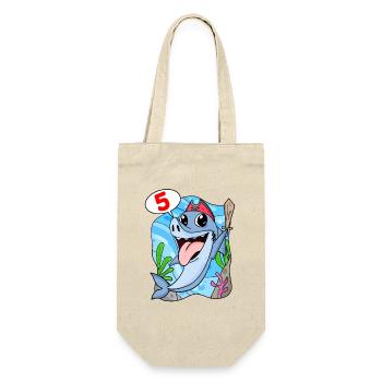 5th Birthday Motif Shark Pirate - Five Years - Gift Bag for Bottles - nature - Front